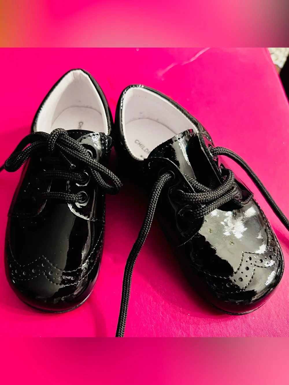 Kids Black Patent Lace-Up Dress Shoes